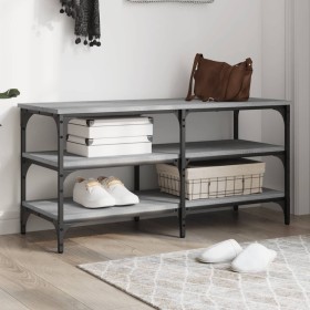 Panca Porta Scarpe Grigio Sonoma 100x38,5x49 Legno Multistrato