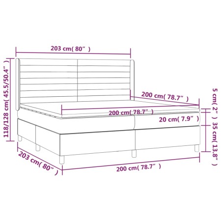 Letto a Molle Materasso e LED Grigio Chiaro 200x200 cm Tessuto