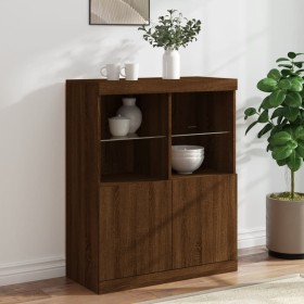 Credenza con Luci LED Rovere Marrone 81x37x100 cm