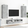 Mobili TV a Muro con LED 5pz Grigio Cemento Legno Multistrato