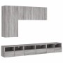 Mobili TV a Muro 5pz Grigio Sonoma in Legno Multistrato