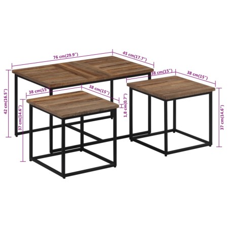 Tavolini a Incastro 3 pz in Legno Massello di Teak