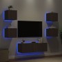 Mobili TV a Muro 5pz con Luci LED Rovere Marrone