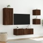 Mobili TV a Muro 4pz con Luci LED Rovere Marrone