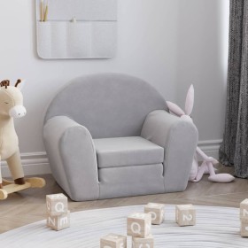 Divano Letto per Bambini Grigio Chiaro in Morbido Peluche