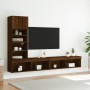 Mobili TV a Muro con LED 4pz Rovere Marrone Legno Multistrato