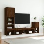 Mobili TV a Muro con LED 4pz Rovere Marrone Legno Multistrato