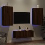 Mobili TV a Muro con LED 4pz Rovere Marrone Legno Multistrato