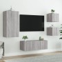 Mobili TV a Muro con LED 5pz Grigio Sonoma in Legno Multistrato