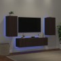 Mobili TV a Muro con LED 4pz Rovere Marrone Legno Multistrato