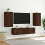 Mobili TV a Muro con LED 4pz Rovere Marrone Legno Multistrato