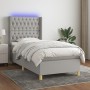 Letto a Molle Materasso e LED Grigio Chiaro 90x190 cm Tessuto