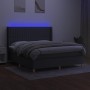 Letto a Molle Materasso e LED Grigio Scuro 180x200cm in Tessuto