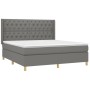 Letto a Molle Materasso e LED Grigio Scuro 160x200cm in Tessuto