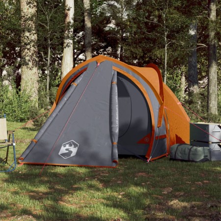 Tenda da Campeggio a Cupola 2 Persone Grigio e Arancione