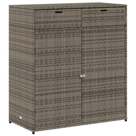 Armadietto Portaoggetti Giardino Grigio 105x55x113cm Polyrattan