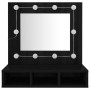 Mobile a Specchio con LED Nero 60x31,5x62 cm