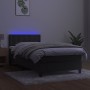 Letto a Molle con Materasso e LED Grigio Scuro 100x200 cm