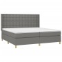 Letto a Molle Materasso e LED Grigio Scuro 200x200cm in Tessuto