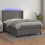 Giroletto Molle con Materasso e LED Grigio 140x200cm Similpelle