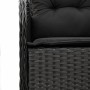 Set da Pranzo da Giardino 3 pz con Cuscini Nero in Polyrattan