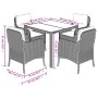 Set da Pranzo da Giardino 5 pz con Cuscini in Polyrattan Grigio