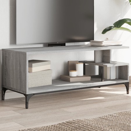 Mobile TV Grigio Sonoma 102x40x41cm Legno e Acciaio a Polvere