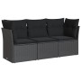 Set Divani da Giardino 3 pz con Cuscini in Polyrattan Nero