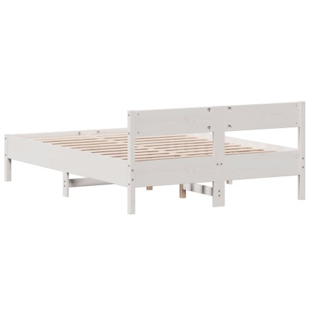 Giroletto con Testiera Bianco 135x190 cm Legno Massello di Pino