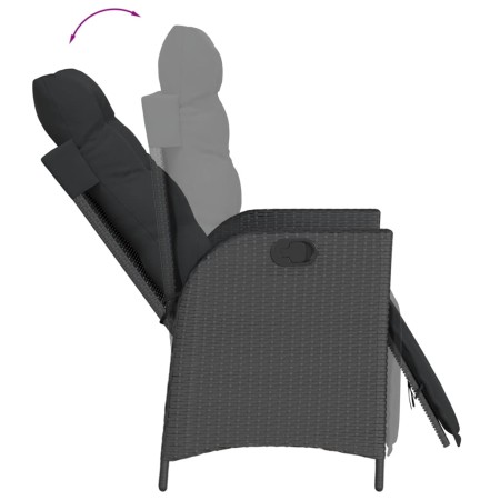 Set da Pranzo da Giardino 7 pz Nero con Cuscini in Polyrattan