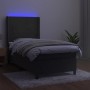 Letto a Molle con Materasso e LED Grigio Scuro 100x200 cm