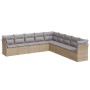 Set Divano da Giardino 9 pz con Cuscini Beige in Polyrattan