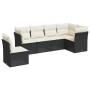 Set Divano da Giardino 6 pz con Cuscini Nero in Polyrattan