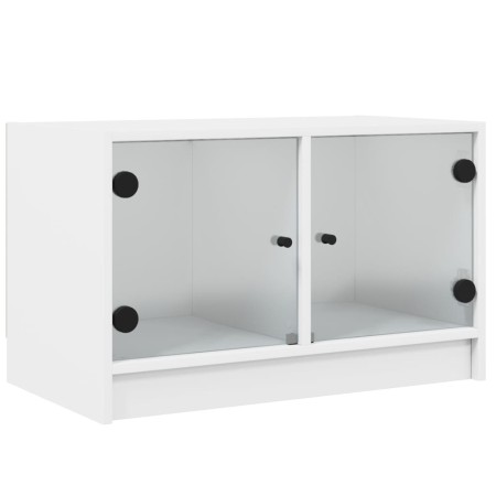 Mobile Porta TV con Ante in Vetro Bianco 68x37x42 cm