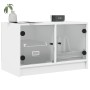 Mobile Porta TV con Ante in Vetro Bianco 68x37x42 cm