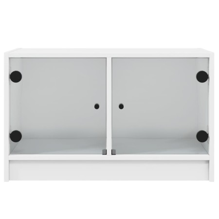 Mobile Porta TV con Ante in Vetro Bianco 68x37x42 cm