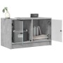 Mobile Porta TV con Ante in Vetro Grigio Cemento 68x37x42 cm