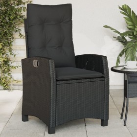 Sedia Reclinabile da Giardino con Cuscini Nera in Polyrattan