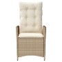 Sedie Reclinabili da Giardino 2pz con Cuscini Beige Polyrattan