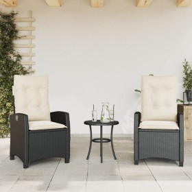 Sedie Reclinabili da Giardino 2 pz con Cuscini Nero Polyrattan