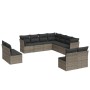 Set Divani da Giardino 11 pz con Cuscini in Polyrattan Grigio