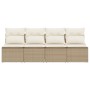 Divano da Giardino con Cuscini a 4 Posti Beige in Polyrattan