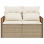 Divano da Giardino con Cuscini a 2 Posti Beige in Polyrattan