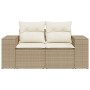 Divano da Giardino con Cuscini a 2 Posti Beige in Polyrattan