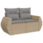 Divano da Giardino con Cuscini a 2 Posti Beige in Polyrattan