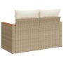 Divano da Giardino con Cuscini a 2 Posti Beige in Polyrattan