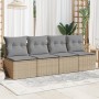 Divano da Giardino con Cuscini a 4 Posti Beige in Polyrattan