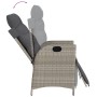 Set Pranzo da Giardino 9pz con Cuscini Grigio Chiaro Polyrattan