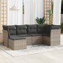 Set Divano da Giardino 6 pz con Cuscini Grigio in Polyrattan