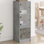 Credenza con Ante in Vetro Grigio Cemento 35x37x109 cm